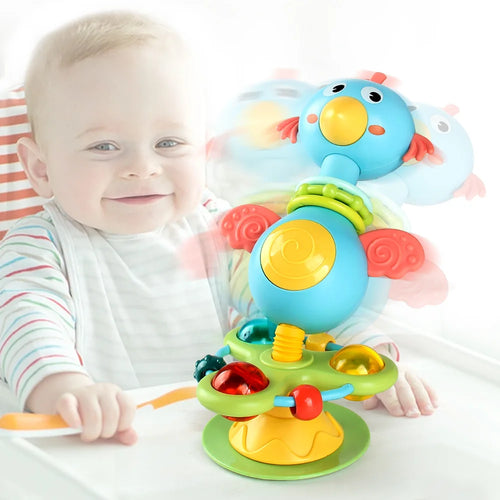 Baby Cartoon Soothing Ringing Toys Rattles Set Infant High Chair Toy Table Suction Cup Toy Interactive Development Baby Tray Toy